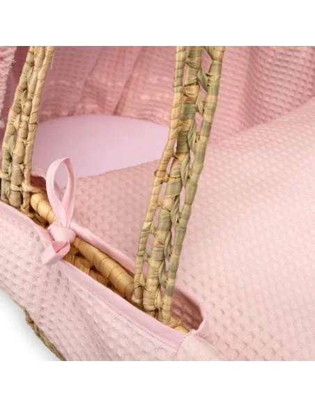 Clair de Lune Waffle Palm Moses Basket-Pink Clair De Lune