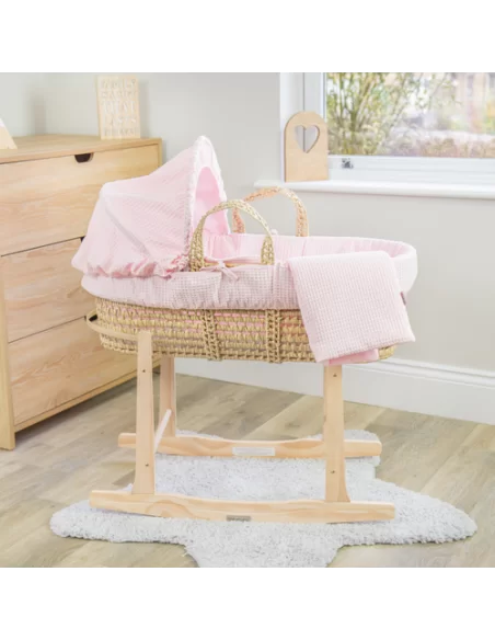Clair de Lune Waffle Palm Moses Basket-Pink Clair De Lune