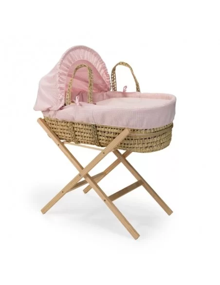 Clair de Lune Waffle Palm Moses Basket-Pink Clair De Lune