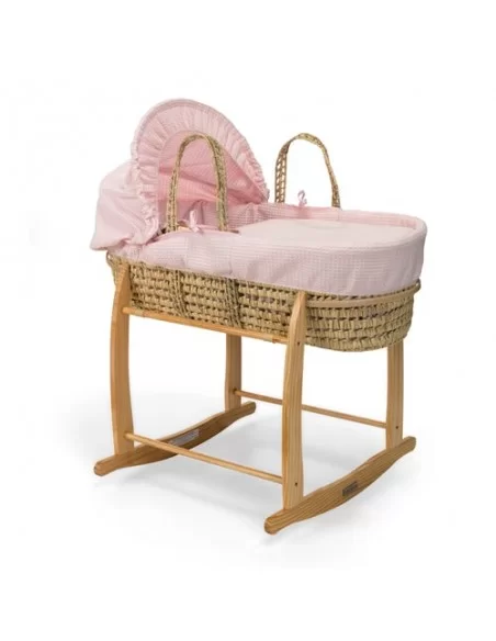 Clair de Lune Waffle Palm Moses Basket-Pink Clair De Lune