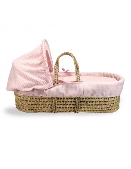 Clair de Lune Waffle Palm Moses Basket-Pink Clair De Lune