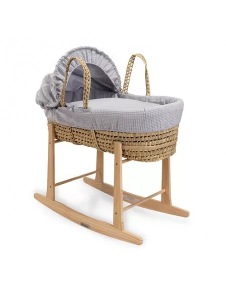 Clair de Lune Waffle Palm Moses Basket-Grey Clair De Lune
