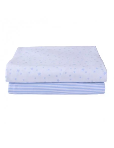 Clair de Lune Stars & Stripes 2 Pack Fitted Cotton Moses Basket Sheets-Blue Clair De Lune