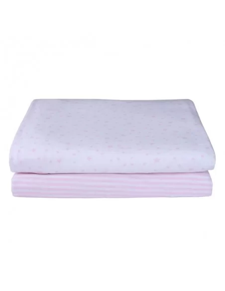Clair de Lune Stars & Stripes 2 Pack Fitted Cotton Moses Basket Sheets-Pink Clair De Lune
