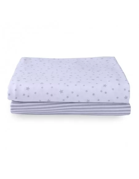 Clair de Lune Stars & Stripes 2 Pack Universal Bedside Crib Fitted Sheets Clair De Lune