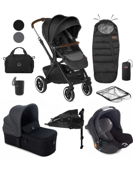 Jane Crosslight Micro Koos iSize R1 10 Piece Travel System Bundle-Cold Black Johnston Prams