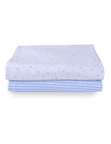 Clair de Lune Stars & Stripes 2 Pack Fitted Cot Sheets-60x120cm-Blue Clair De Lune