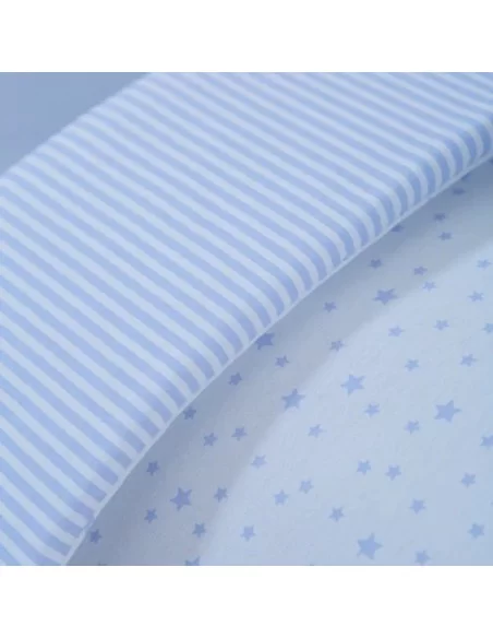 Clair de Lune Stars & Stripes 2 Pack Fitted Cot Sheets-60x120cm-Blue Clair De Lune
