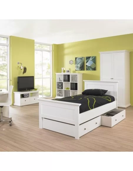 FTG Paris Single Bed (90 x 200) White Furniture To Go