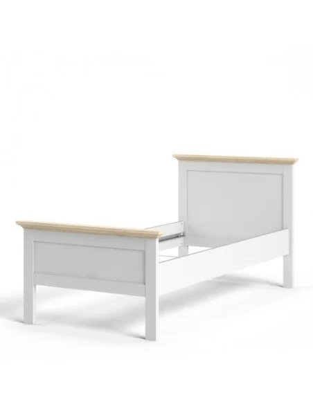 FTG Paris Single Bed (90 x 200)-White & Oak Furniture To Go