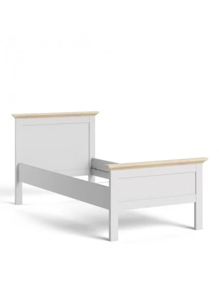 FTG Paris Single Bed (90 x 200)-White & Oak Furniture To Go