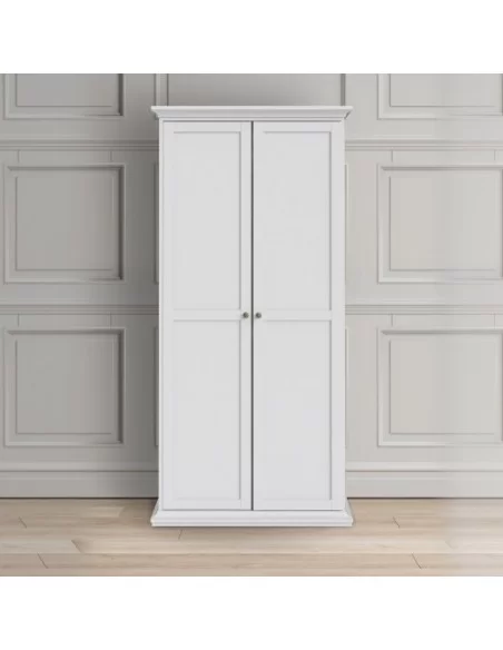 FTG Paris Wardrobe With 2 Doors-White Furniture To Go