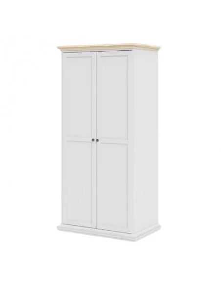 FTG Paris Wardrobe With 2 Doors-White & Oak Furniture To Go