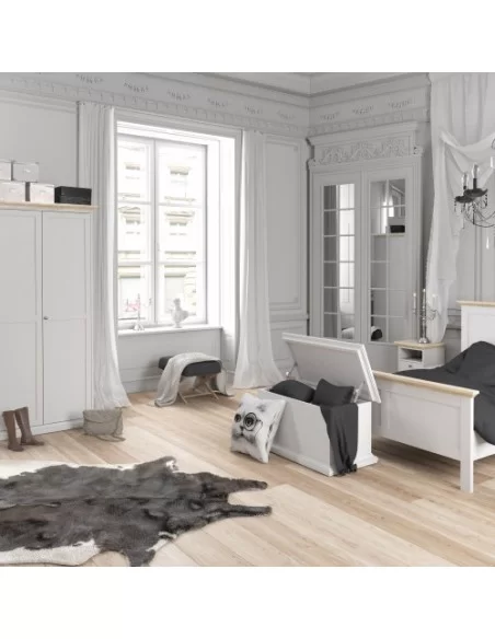 FTG Paris Wardrobe With 2 Doors-White & Oak Furniture To Go