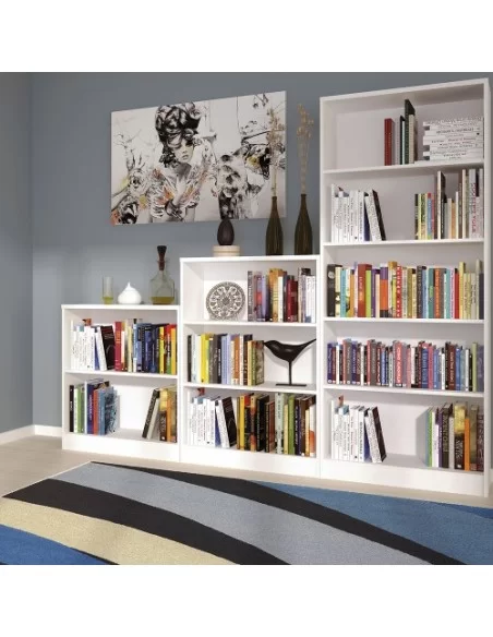 FTG 4 You Medium Wide Bookcase-Pearl White Furniture To Go