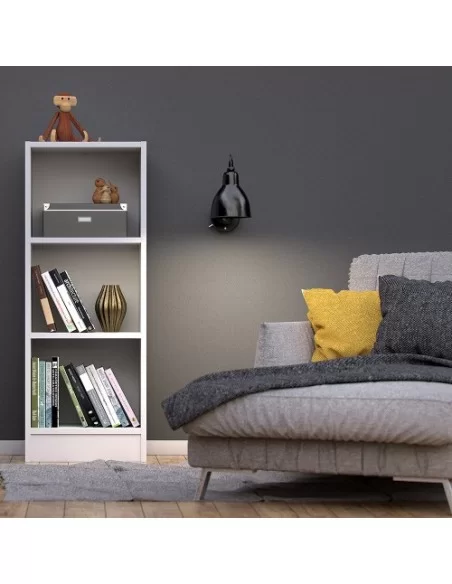 FTG Basic Low Narrow Bookcase-Pearl White Furniture To Go