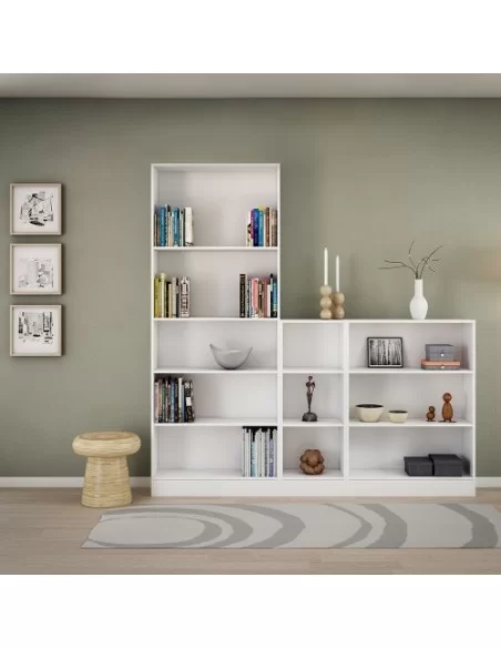 FTG Basic Low Narrow Bookcase-Pearl White Furniture To Go