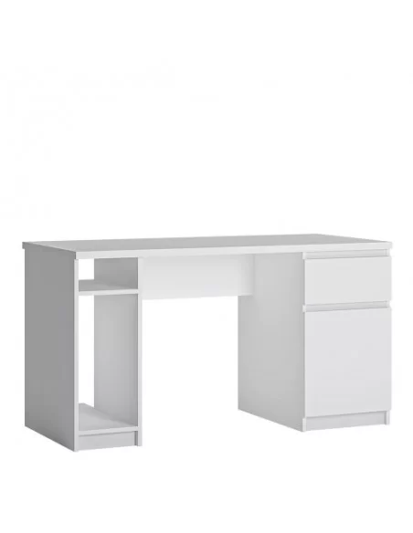 FTG Fribo 1 Door 1 Drawer Twin Pedestal Desk-White Furniture To Go