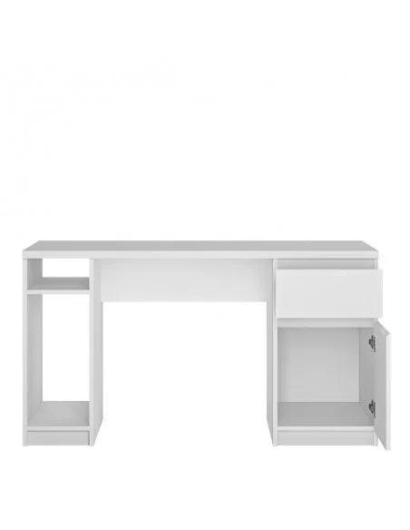 FTG Fribo 1 Door 1 Drawer Twin Pedestal Desk-White Furniture To Go