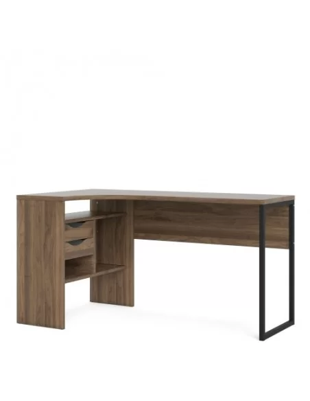 FTG Function Plus Corner Desk 2 Drawers-Walnut Furniture To Go