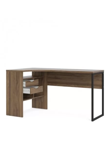 FTG Function Plus Corner Desk 2 Drawers-Walnut Furniture To Go