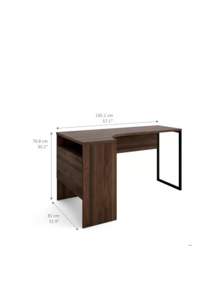 FTG Function Plus Corner Desk 2 Drawers-Walnut Furniture To Go