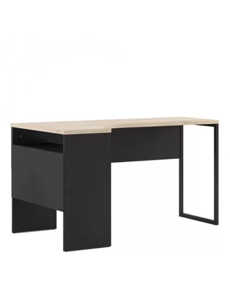 FTG Function Plus Corner Desk 2 Drawers-Black Matt & Oak Furniture To Go