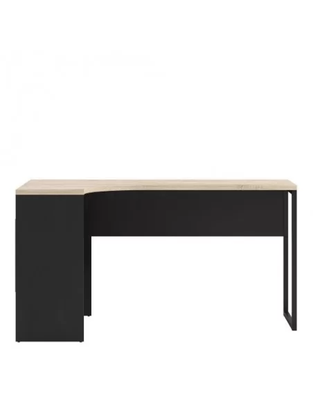 FTG Function Plus Corner Desk 2 Drawers-Black Matt & Oak Furniture To Go