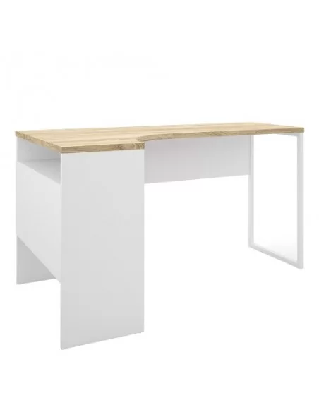 FTG Function Plus Corner Desk 2 Drawers-White & Oak Furniture To Go