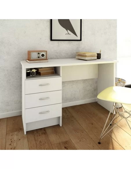 FTG Function Plus Desk 3 Drawers-White Furniture To Go