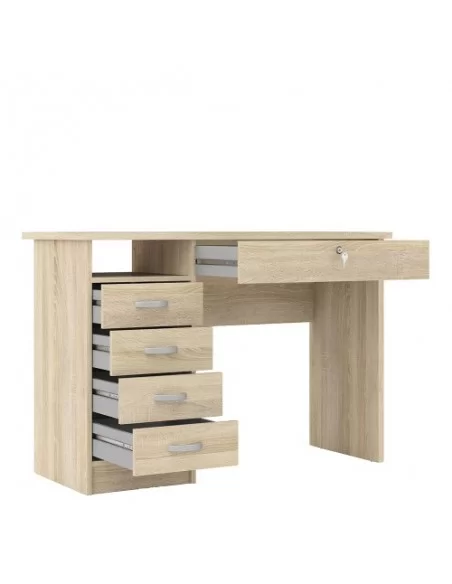 FTG Function Plus Desk 5 Drawers-Oak Furniture To Go