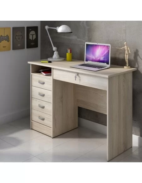 FTG Function Plus Desk 5 Drawers-Oak Furniture To Go