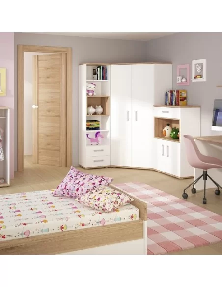 FTG 4KIDS 2 Door 1 Drawer Cupboard With Open Shelf-Lilac Handles Furniture To Go