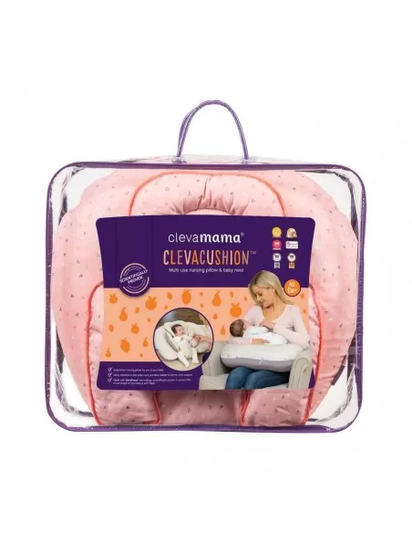 Clevamama ClevaCushion Nursing Pillow & Baby Nest-Coral Confetti Clevamama