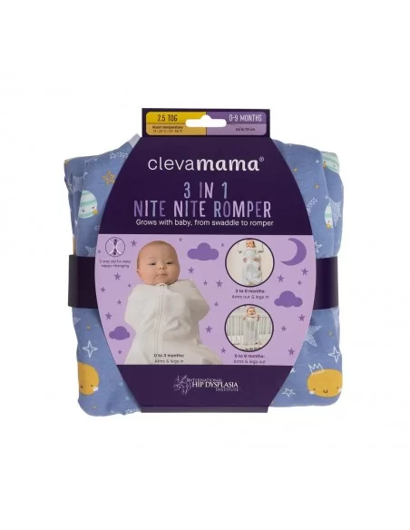 Clevamama Nite Romper 3 in 1 & Sleep Bag 2.5 Tog-Blue Clevamama