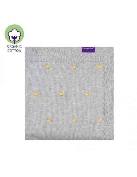 Clevamama Knitted Pom Pom Baby Blanket-Grey Clevamama