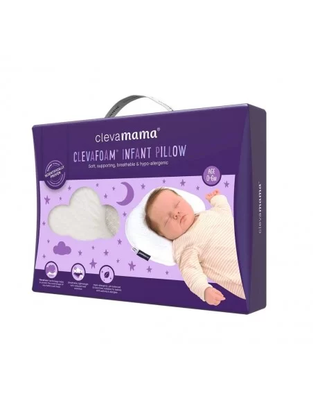 ClevaMama ClevaFoam Baby Cushion Prevent Flat Head Syndrome Breathable for 0 - 6 months-White Clevamama