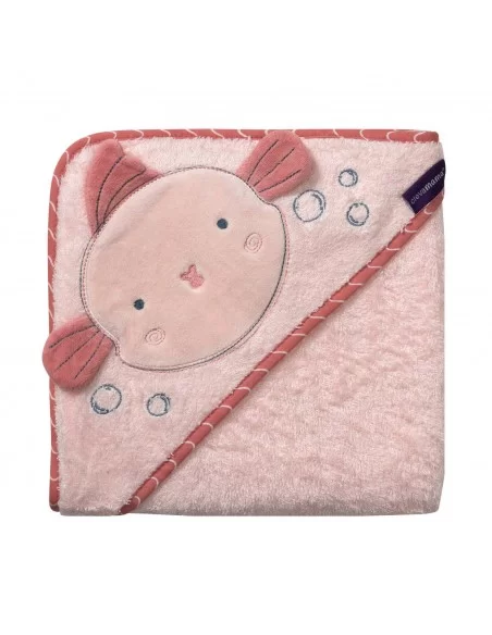 ClevaMama Apron Baby Bath Towel with Hood for Newborn, Babies and Toddlers 0-4 years-Pink Clevamama