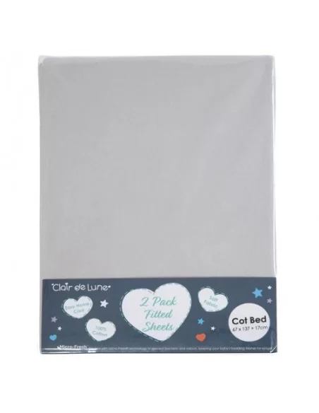 Clair De Lune Micro-Fresh 2 Pack Fitted Cot Sheets-Grey Clair De Lune