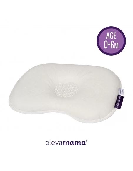 ClevaMama ClevaFoam Baby Cushion Prevent Flat Head Syndrome Breathable for 0 - 6 months-White Clevamama