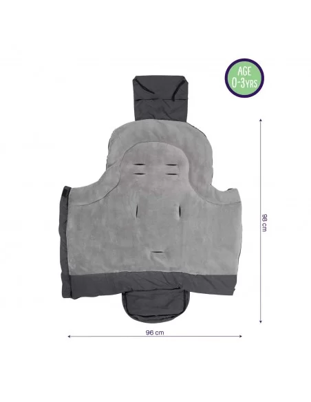 Clevamama Universal Footmuff for Pushchair, Pram, Stroller and Buggy, Thermo Fleece and Waterproof-Grey Clevamama