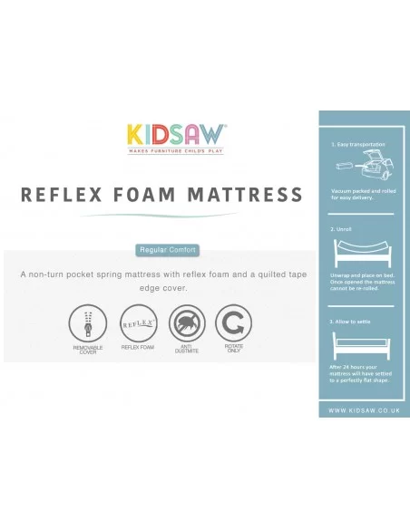 Kidsaw Reflex Foam Starter Single Mattress-White Kidsaw