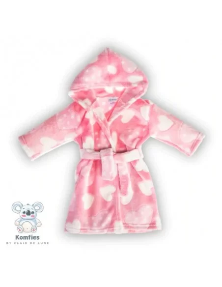 Clair de Lune Komfies Marshmallow Baby Large Dressing Gown-Pink Heart Clair De Lune