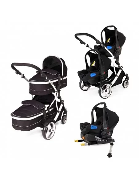Kids Kargo Duellette Twins + 2 Isofix Car Seats & 2 Isofix Bases-Black kids kargo