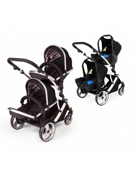Kids Kargo Duellette Hybrid + 2 Isofix Car Seats-Black kids kargo