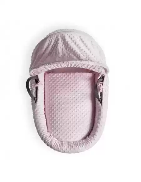 Clair de Lune Dimple Grey Wicker Moses Basket+Rocking Stand-Pink Clair De Lune