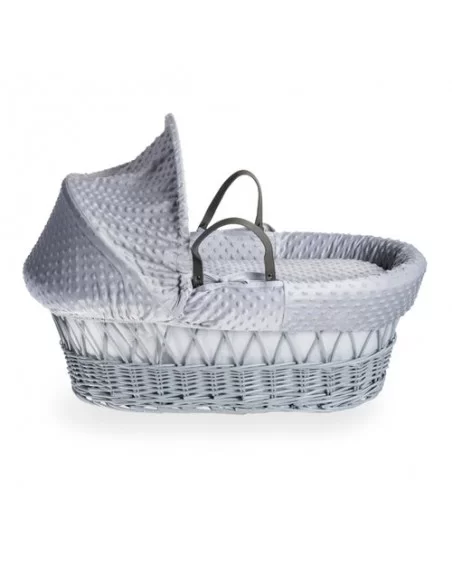Clair de Lune Dimple Grey Wicker Moses Basket+Rocking Stand-Grey Clair De Lune