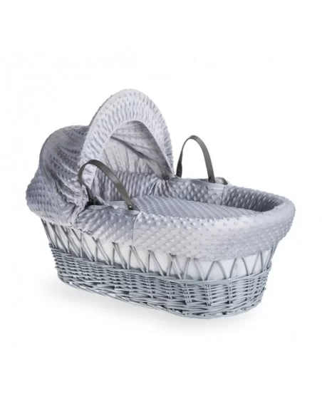 Clair de Lune Dimple Grey Wicker Moses Basket+Rocking Stand-Grey Clair De Lune