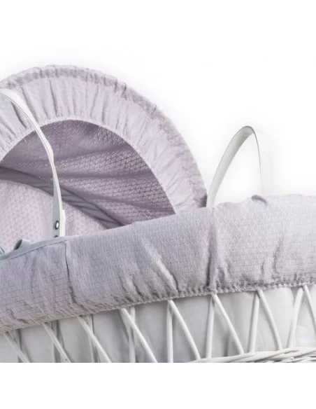 Clair de Lune Cotton Dream White Wicker Moses Basket+Rocking Stand-Grey Clair De Lune