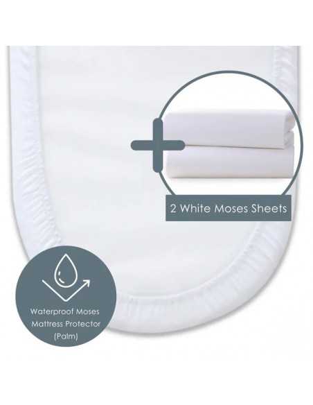 Clair De Lune Micro-Fresh Waterproof Palm Moses Mattress Protector+Moses Sheets Clair De Lune